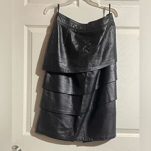 Layered leather skirt